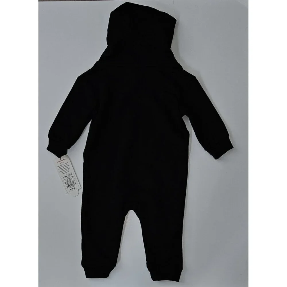 NEW Black Cat Halloween Outfit Baby 3-6 Months Hooded PINK FACE Cat & Jack